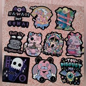 Hot Topic Kawaii and Gothic Sticker Set Of 10
